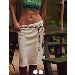 NWT - Free People / Free-est - My Little Midi Linen Skirt - Tan - Size L